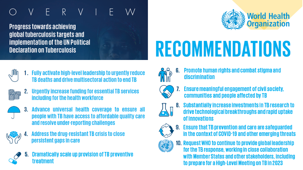 10 priority recommendations for countries to put the world on track for TB by 2022 and beyond